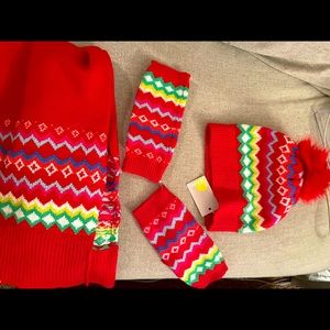 Boden hat scarf and gloves set - red